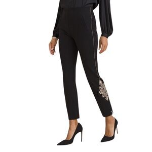 Chico's So Slimming 360 Juliet Embellish Slim Leg Black Pull On Pants 1 = M = 8